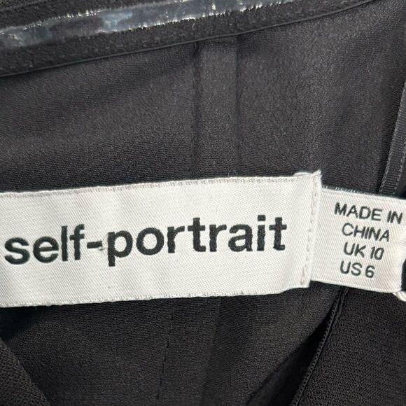 NWT Self-Portrait Crepe Dot Mesh Sleeved Midi Dress - Picture 15 of 16